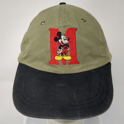 Baseball Cap Green Black Red One Size Mickey Mouse Embroidered Metal Eyelets Hat