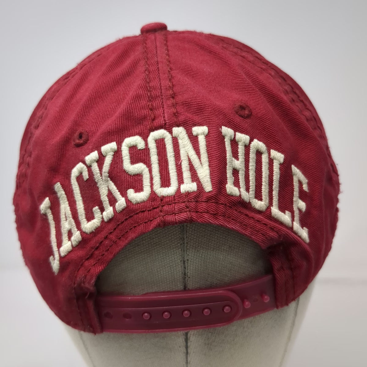 American Needle Snapback Hat Red One Size Jackson Hole Wyoming Distressed Bison