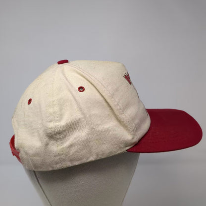 Highland Huskies SKM 5 Panel Snapback Hat Beige Red OS USA Adjustable Vintage