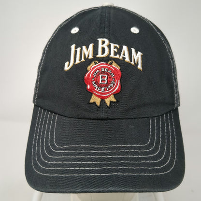 Jim Beam Whiskey Baseball Cap Black OSFM Contrast Stitching Logo Strapback Hat
