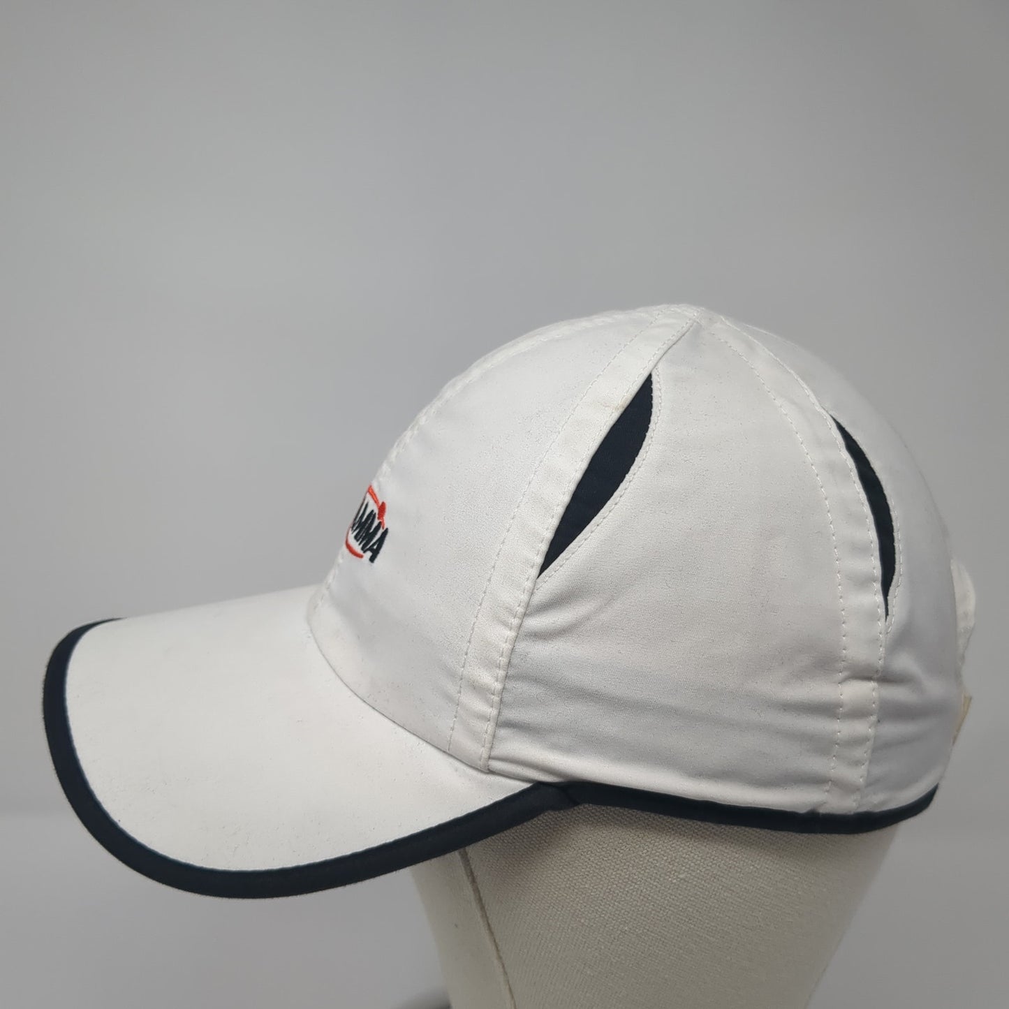 Gamma Strapback Hat White One Size Adjustable Embroidered Black Trim