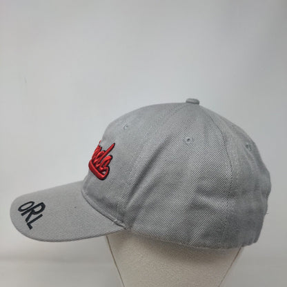 Orlando Strapback Hat Gray OSFA Adjustable Embroidered Vented Holes 6 Panel