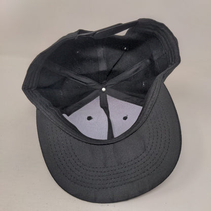 Unbranded Snapback Hat Solid Black One Size Adjustable Blank 6 Panel