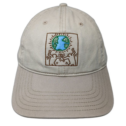 Mad Engine Baseball Cap Beige One Size Keith Haring Earth Globe Signature Hat