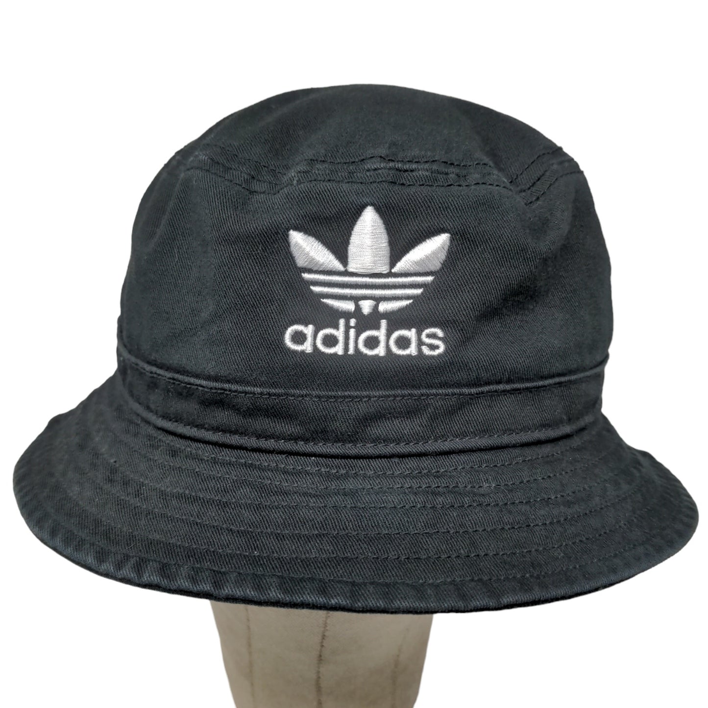 Adidas Men's Bucket Hat Black Size OSFA Embroidered Trefoil Logo 100% Cotton