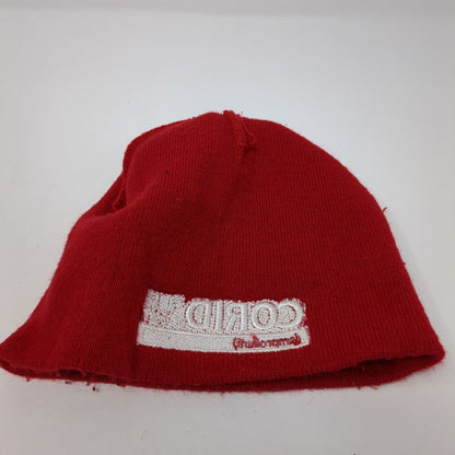 Corid Amprolium Knit Beanie Hat Red One Size Stretch Embroidered