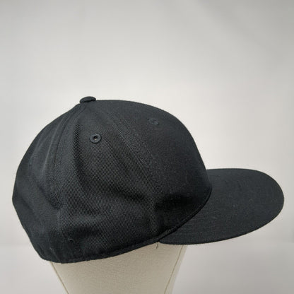 Lids Fitted Hat Black 7 5/8 Solid 6 Panel Vent Holes Blank Outdoor