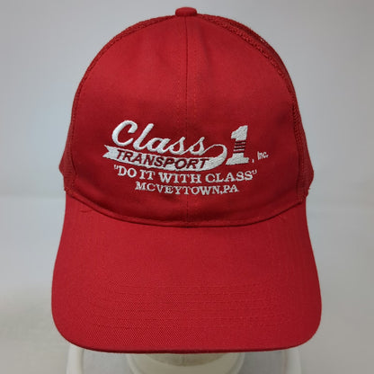 San Sun Class 1 Transport Mcveytown PA Red Trucker Hat One Size Snapback Mesh