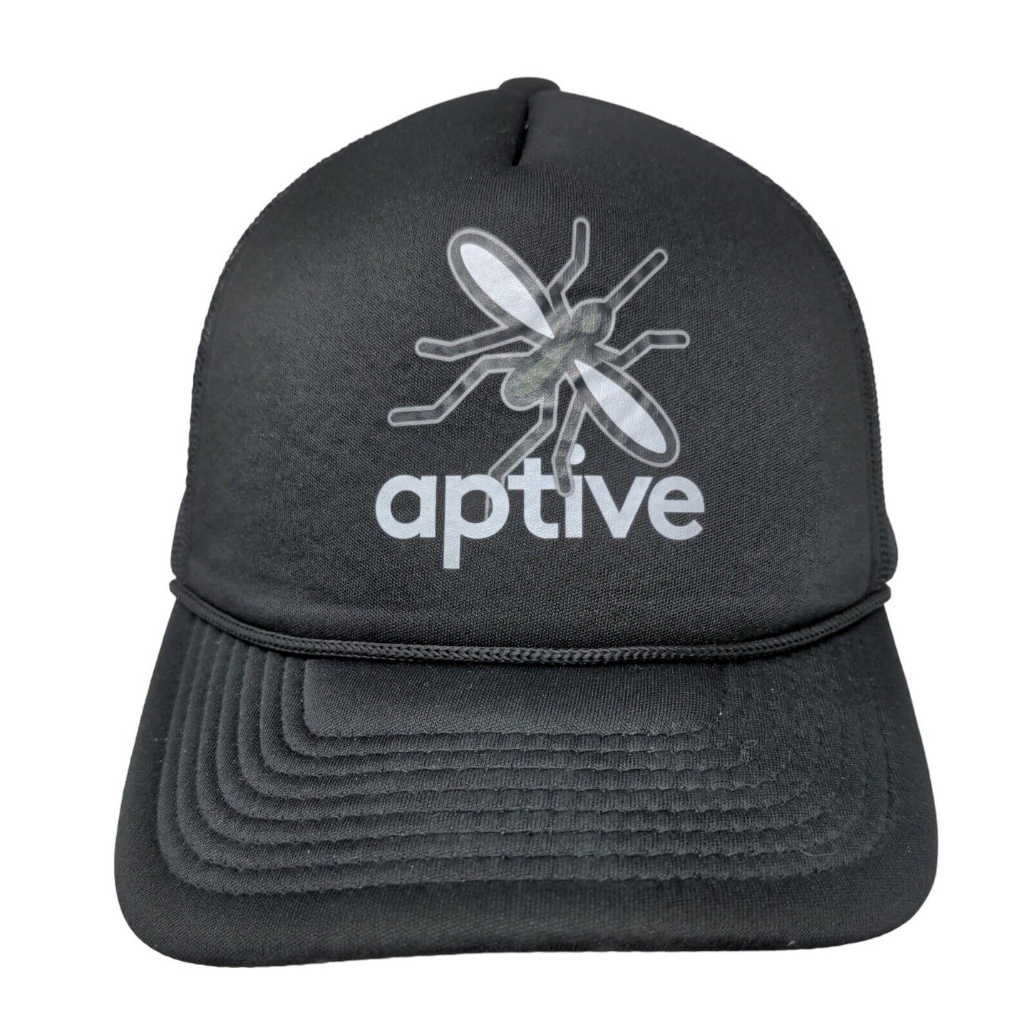 Aptive Snapback Trucker Hat Black OSFM Adjustable Mesh Back Rope 5 Panel