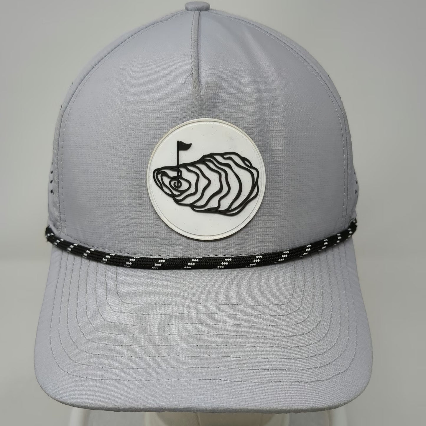 Oyster Brands Trucker Hat Gray One Size Snapback Rope Perf Golf Patch Breathable