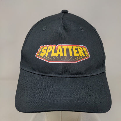 Splatter Strapback Hat Black One Size Adjustable 5 Panel Cotton Port & Company