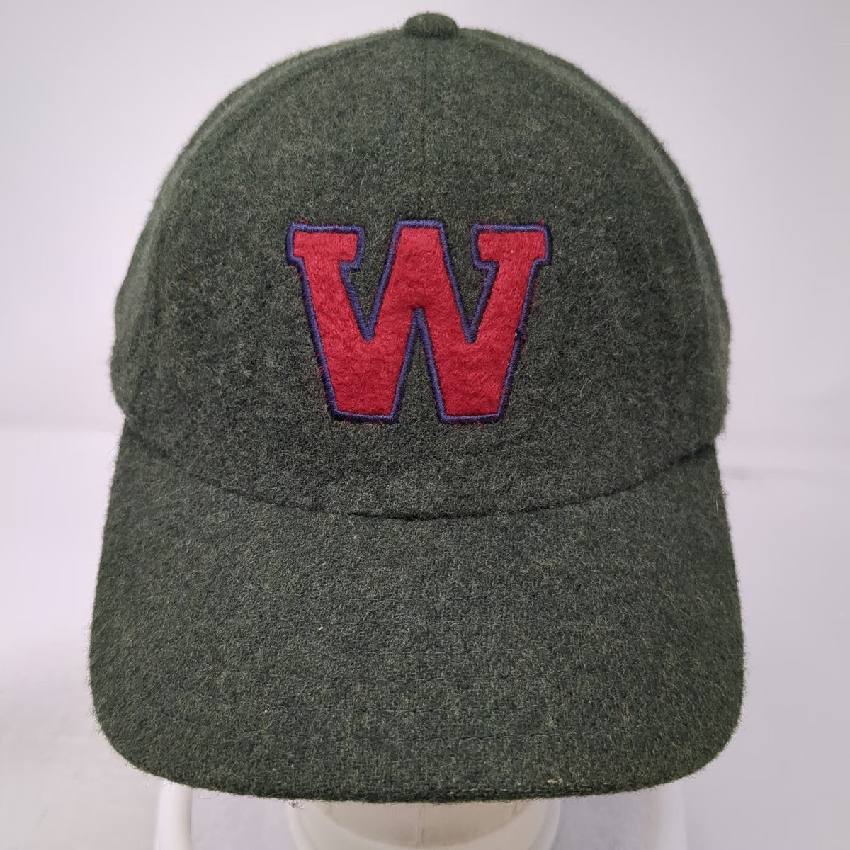 Woolrich Baseball Cap Green L Wool Felt W Logo Fitted Hat Outdoor Warm Winter