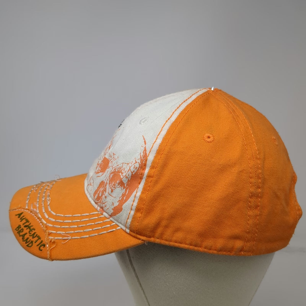dkps Cabo San Lucas Orange Baseball Cap One Size Hat Skull Frayed Studded Mexico