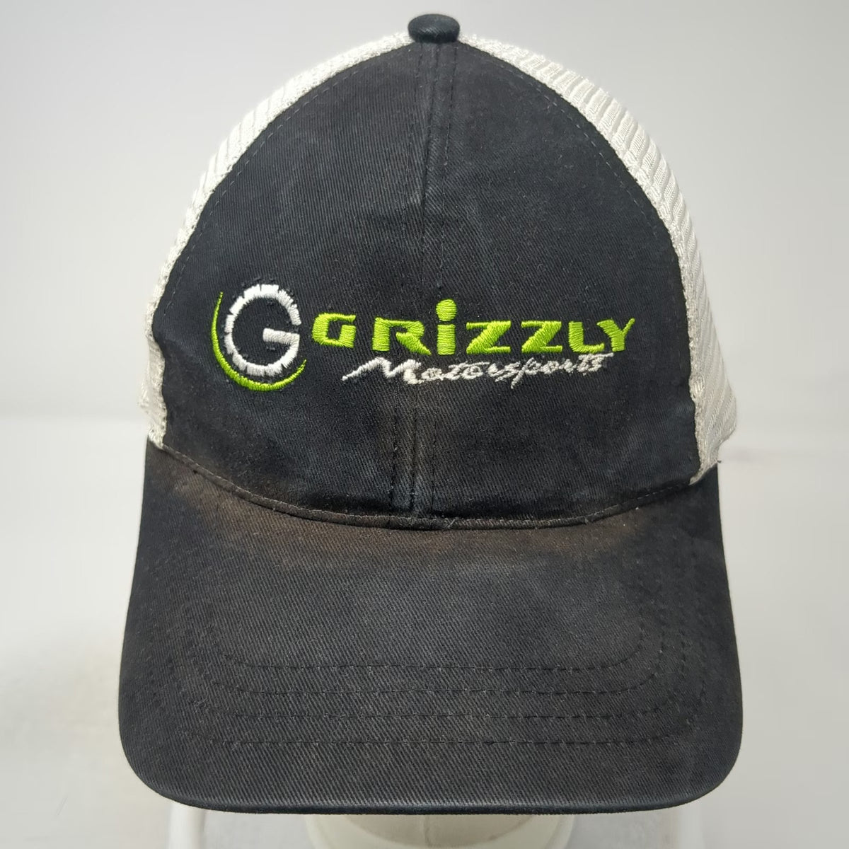 Baseball Cap Black One Size Mesh Back Grizzly Motorsports Logo Embroidered Hat