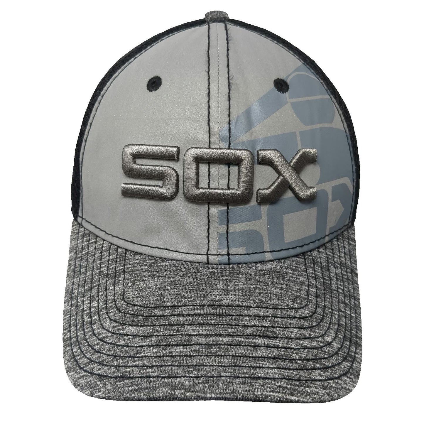 Chicago White Sox MLB New Era Baseball Cap Gray M 39THIRTY Stretch Fit Mesh Hat