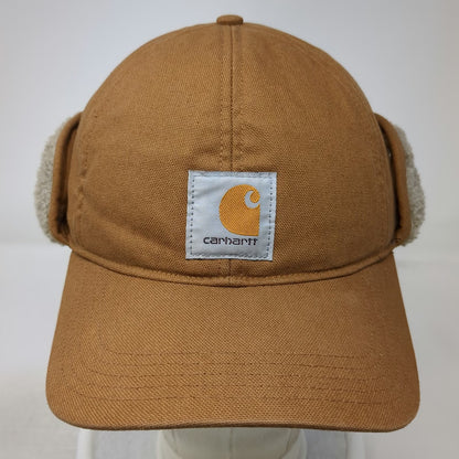 Carhartt Baseball Cap Brown XL Sherpa Lined Ear Flaps Duck Canvas Winter Hat