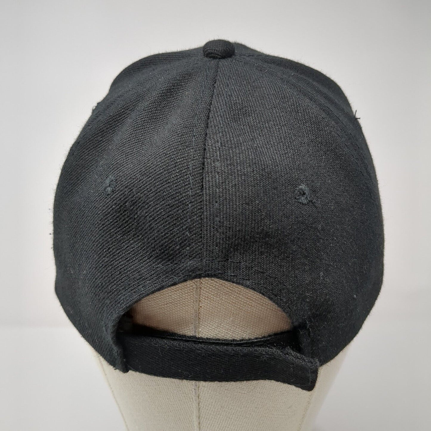 Unbranded Strapback Hat Black One Size 6 Panel Solid Adjustable Blank