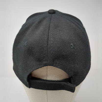 Unbranded Strapback Hat Black One Size 6 Panel Solid Adjustable Blank