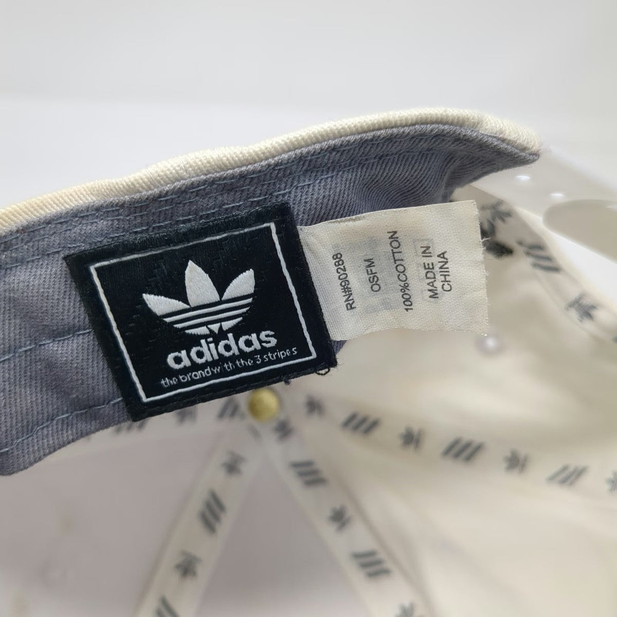 Adidas Snapback Hat White One Size Trefoil Logo Embroidered 6 Panel Cap Strap