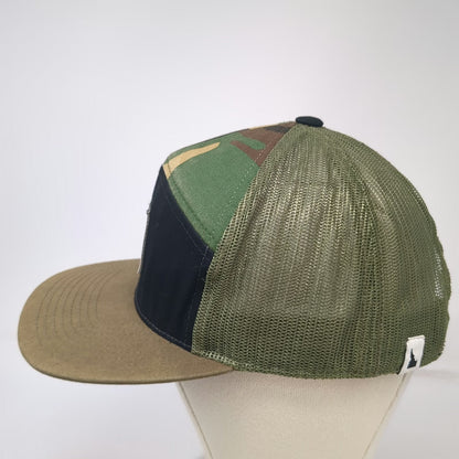 The Perch Trucker Hat Green Black OSFM Camo Mesh Idaho Flat Brim 1976 Elephant