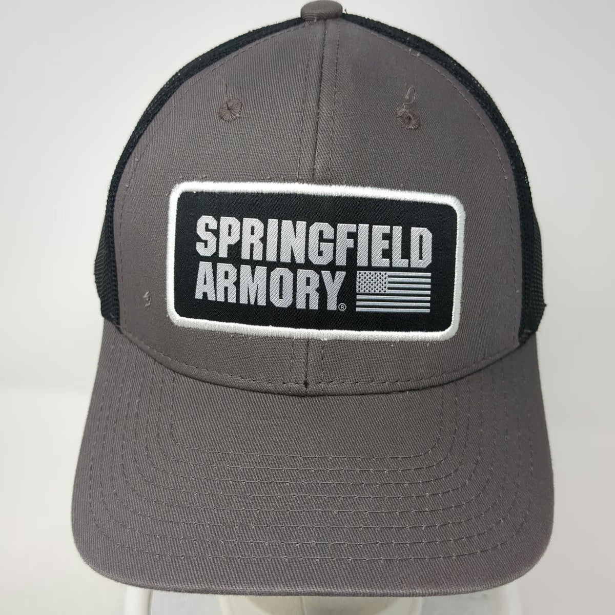 Outdoor Cap Trucker Hat Gray One Size Springfield Armory Patch Mesh Snapback