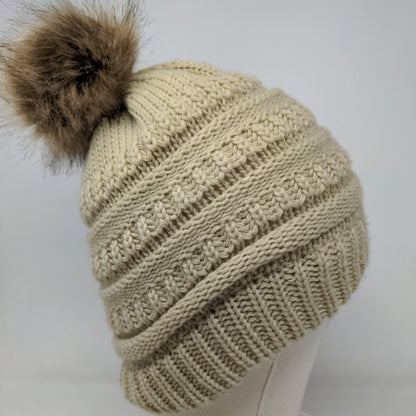 C.C. Exclusives Women's Knit Beanie Hat Cable Knit Fleece Lined Tan