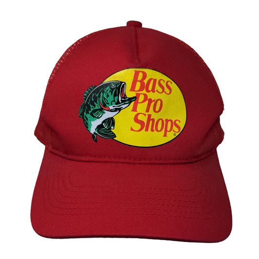 Bass Pro Shops Snapback Trucker Hat Red OSFM Adjustable Mesh Back Gone Fishing