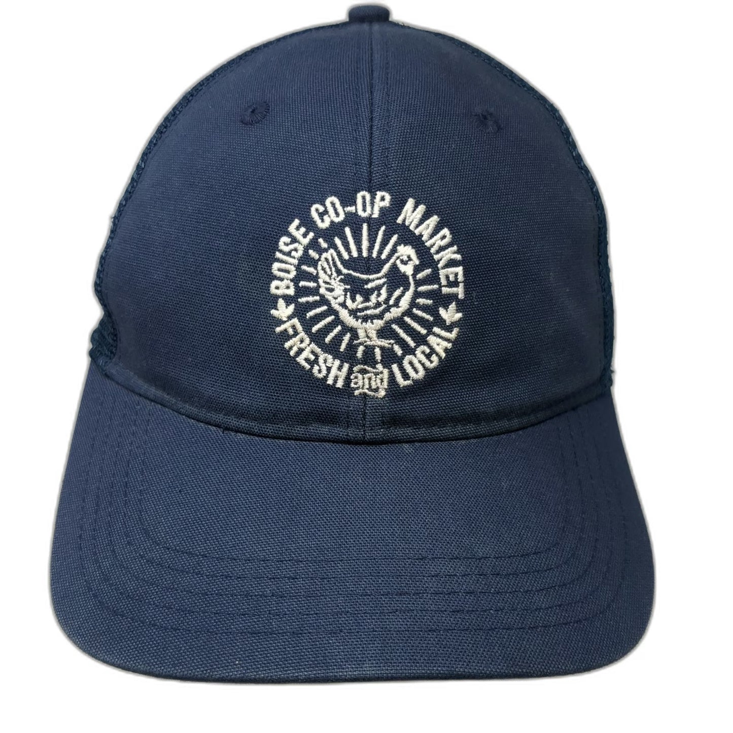 Carhartt Trucker Hat Blue One Size Boise Co-op Market Fresh Local Mesh Snapback