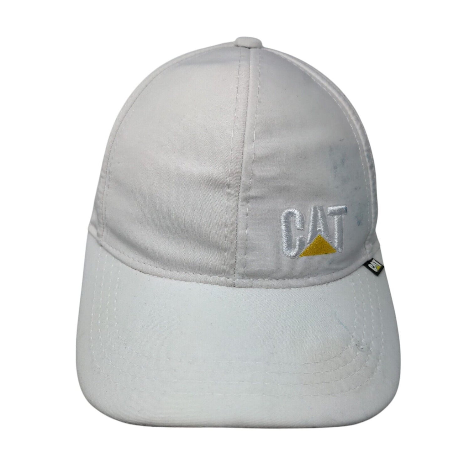 CAT Slideback Hat White OS Adjustable Embroidered Logo Vented Holes 6 Panel