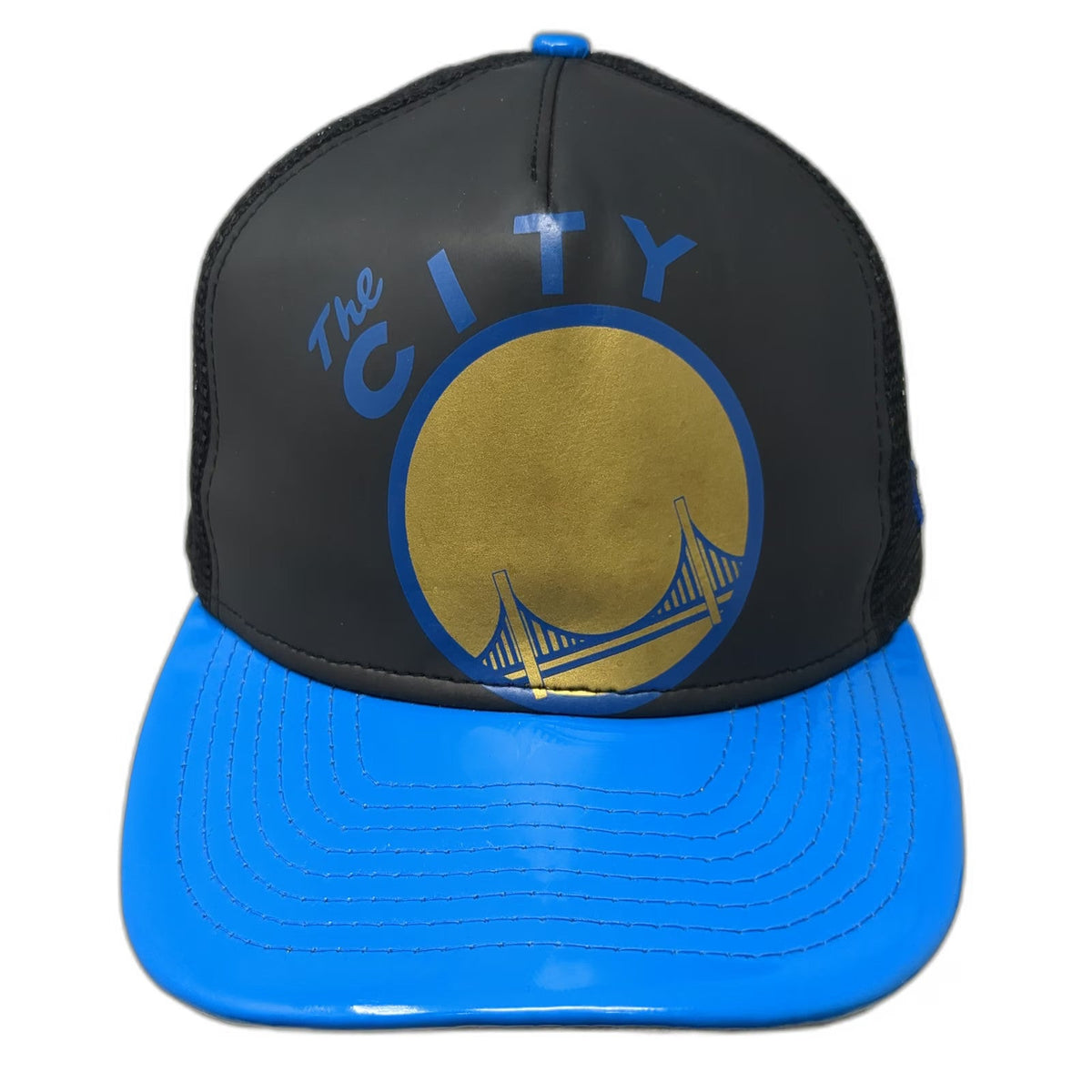 New Era Trucker Hat Black Blue L Golden State Warriors The City NBA Snapback