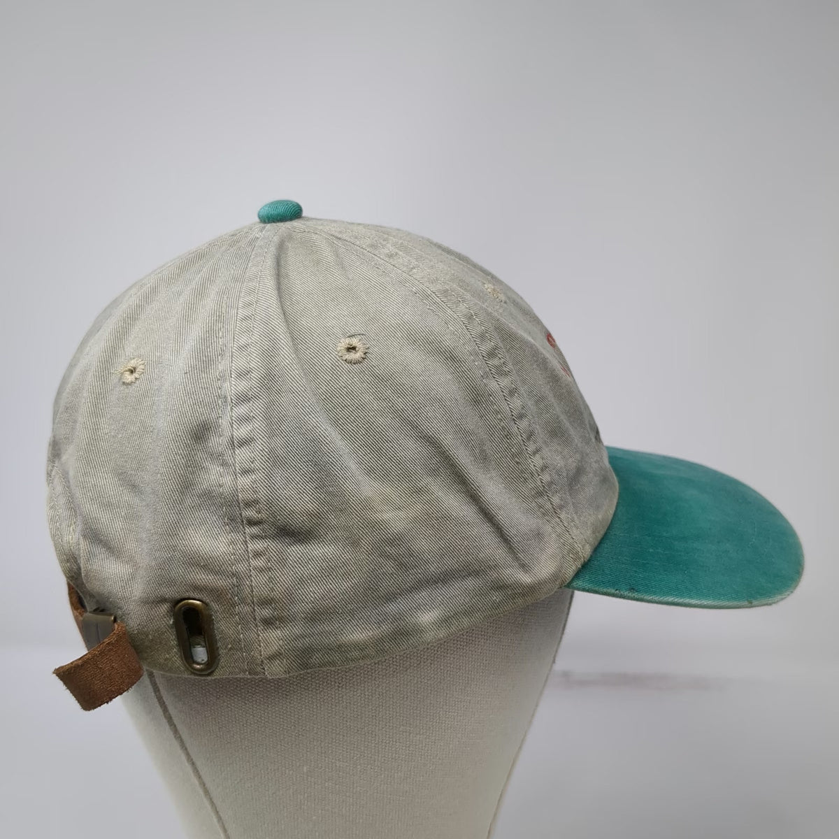 Adams Baseball Cap Beige Green One Size Vermont State Alpine Killington Leather