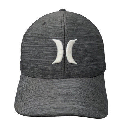 Hurley Fitted Hat Gray L/XL Flexfit Lightweight Embroidered 6Panel Yupoong