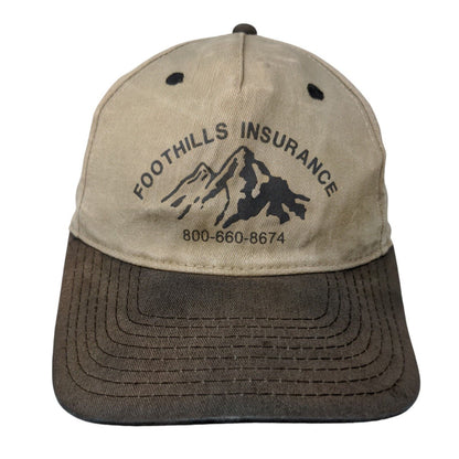 Foothills Insurance Snapback Hat Tan OSFA Adjustable Vented Holes Cobra