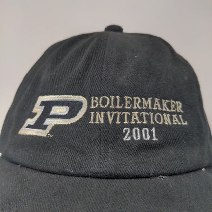 Adams Men's Slideback Hat Black Embroidered Purdue International Vintage 2001