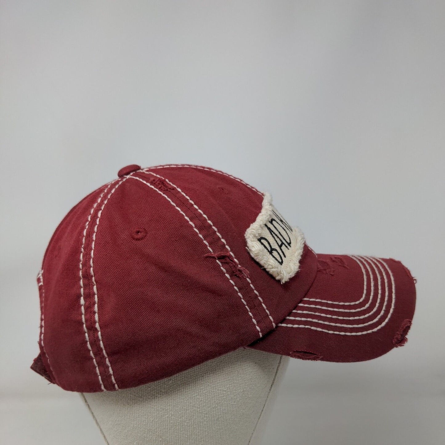 Bad Hair Day Strapback Hat Red One Size Distressed KB ETHOS Vintage