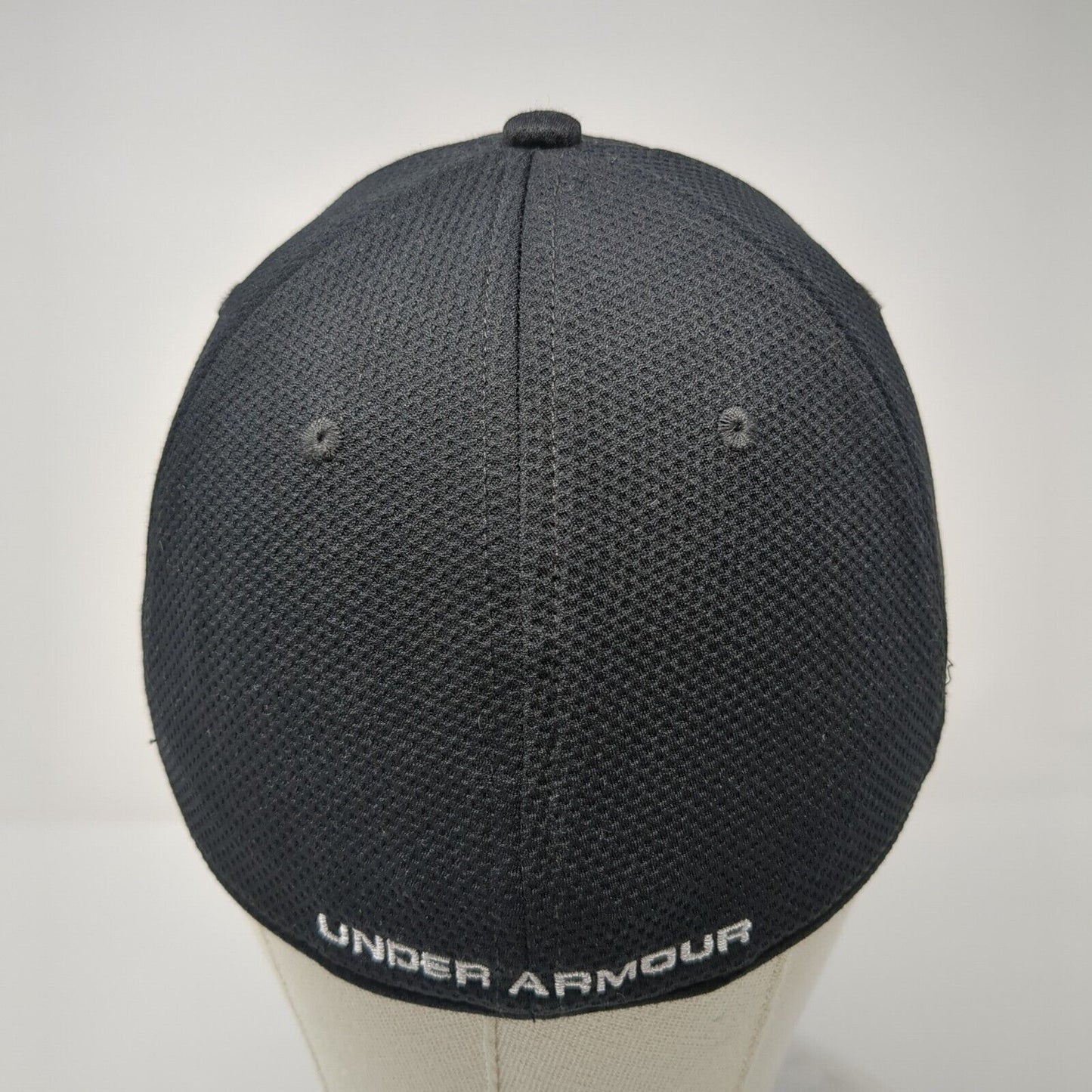 Under Armour Fitted Hat Black M/L Embroidered Vented Holes 6 Panel Polyester