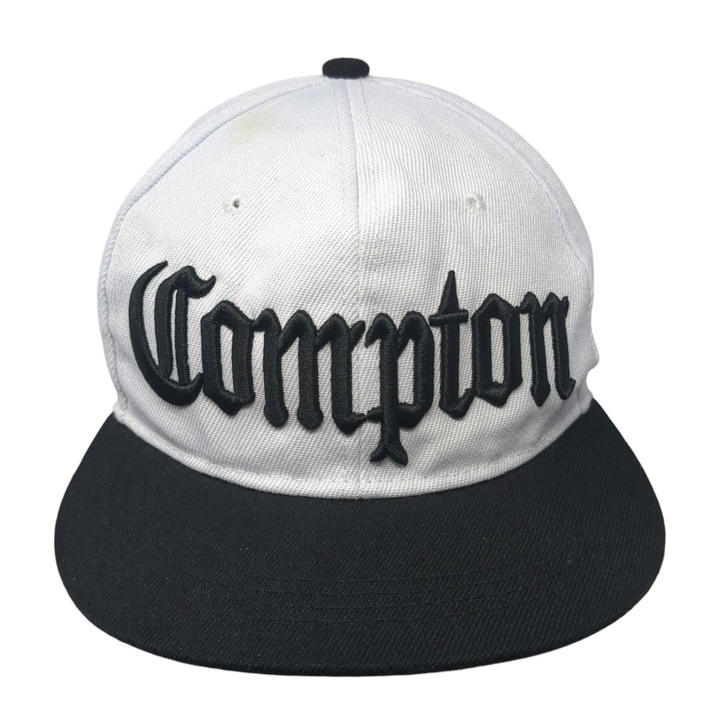 Compton Snapback Hat White One Size Adjustable Embroidered Colorblock