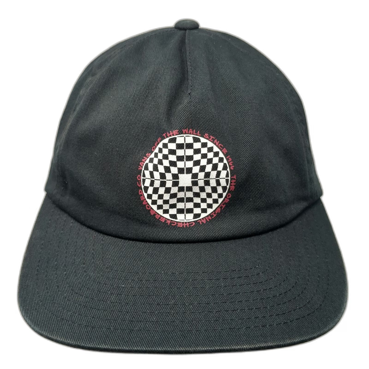 Vans 5 Panel Black One Size Checkerboard Hat Snapback Flat Brim Off The Wall