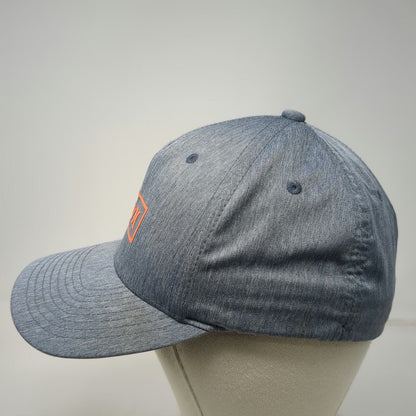 Hurley 5 Panel Blue Hat M Flexfit H2O-DRI Heathered Curved Brim Orange Logo
