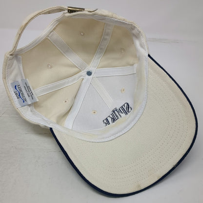 Port Authority Baseball Cap White Blue OS Spike Club 2000 Slideback Hat Vintage