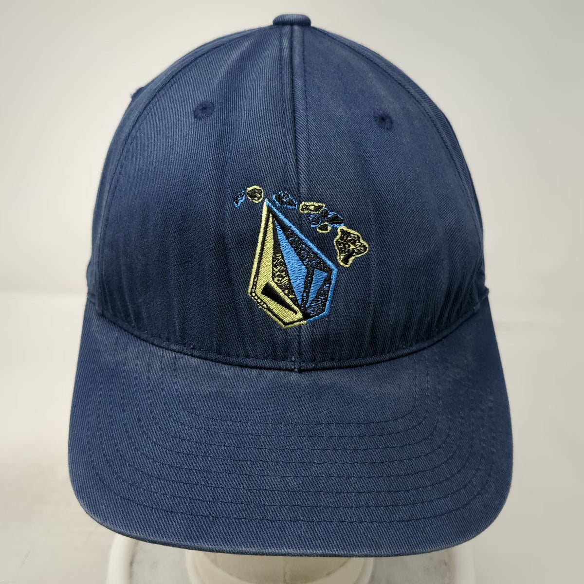 Volcom Baseball Cap Blue M Hawaii Stone Logo Flexfit Hat Embroidered Islands