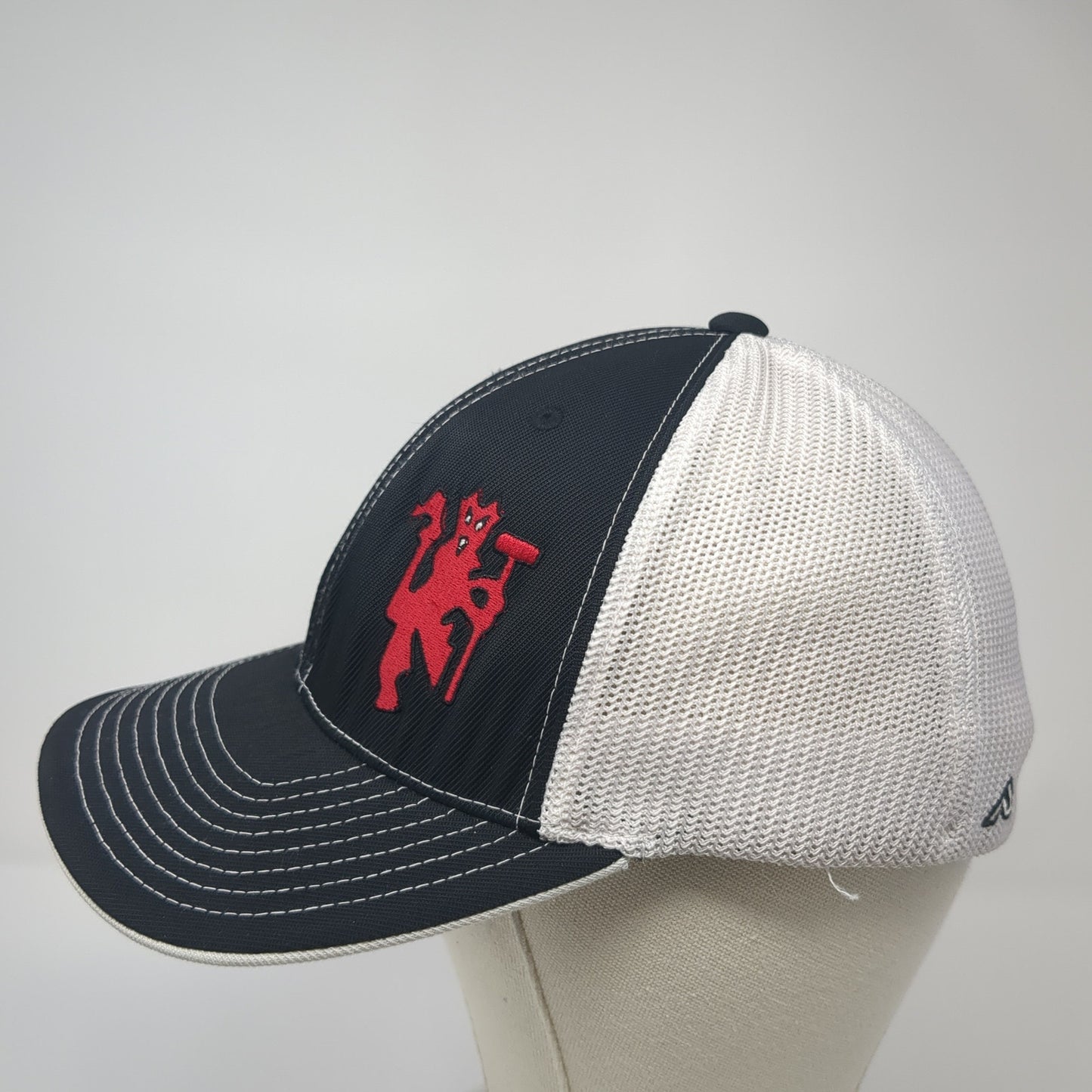 Manchester United Fitted Trucker Hat Black 8 Mesh Back Pacific Headwear