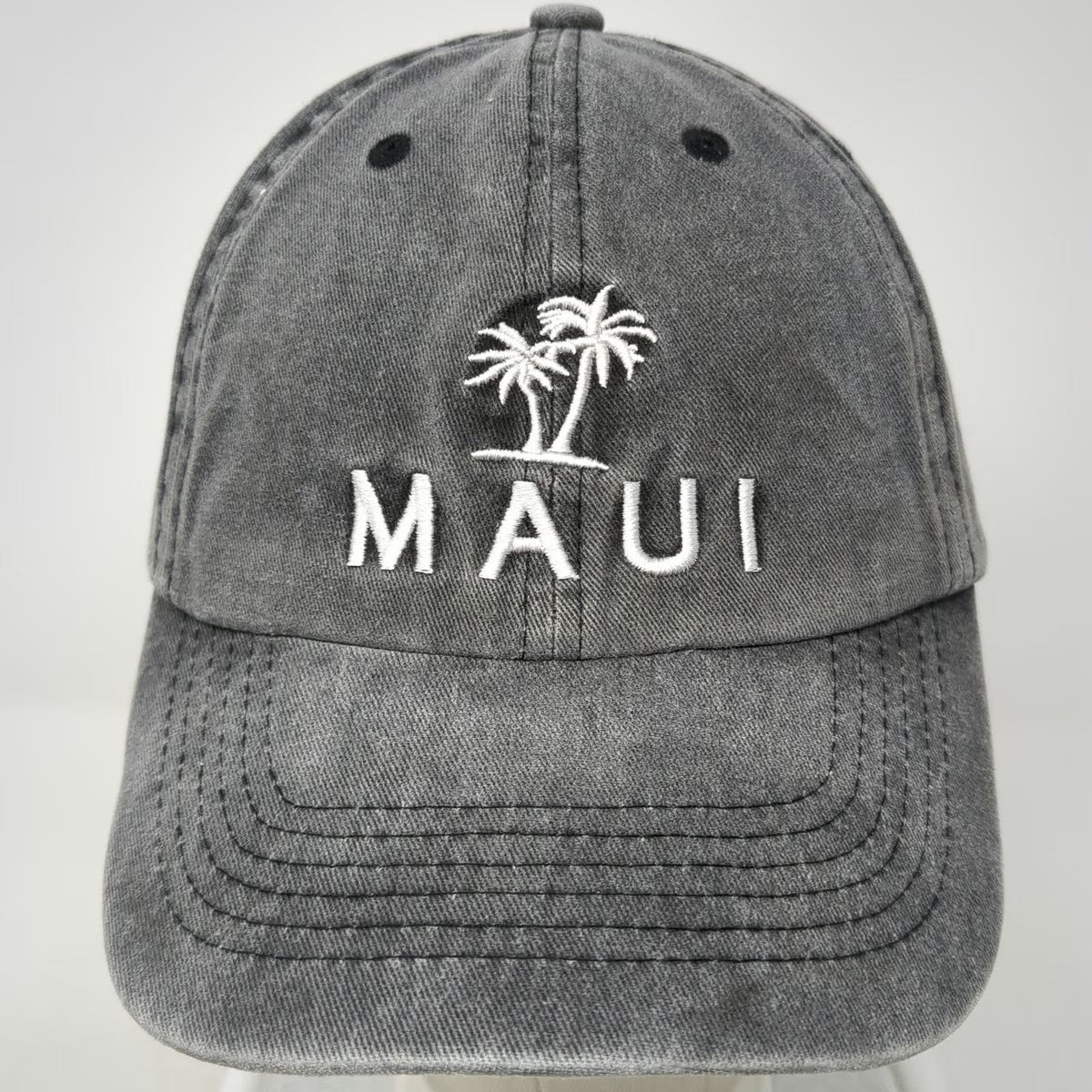Ace Cap Inc Maui Palm Tree Gray One Size Baseball Cap Hat Embroidered Slideback