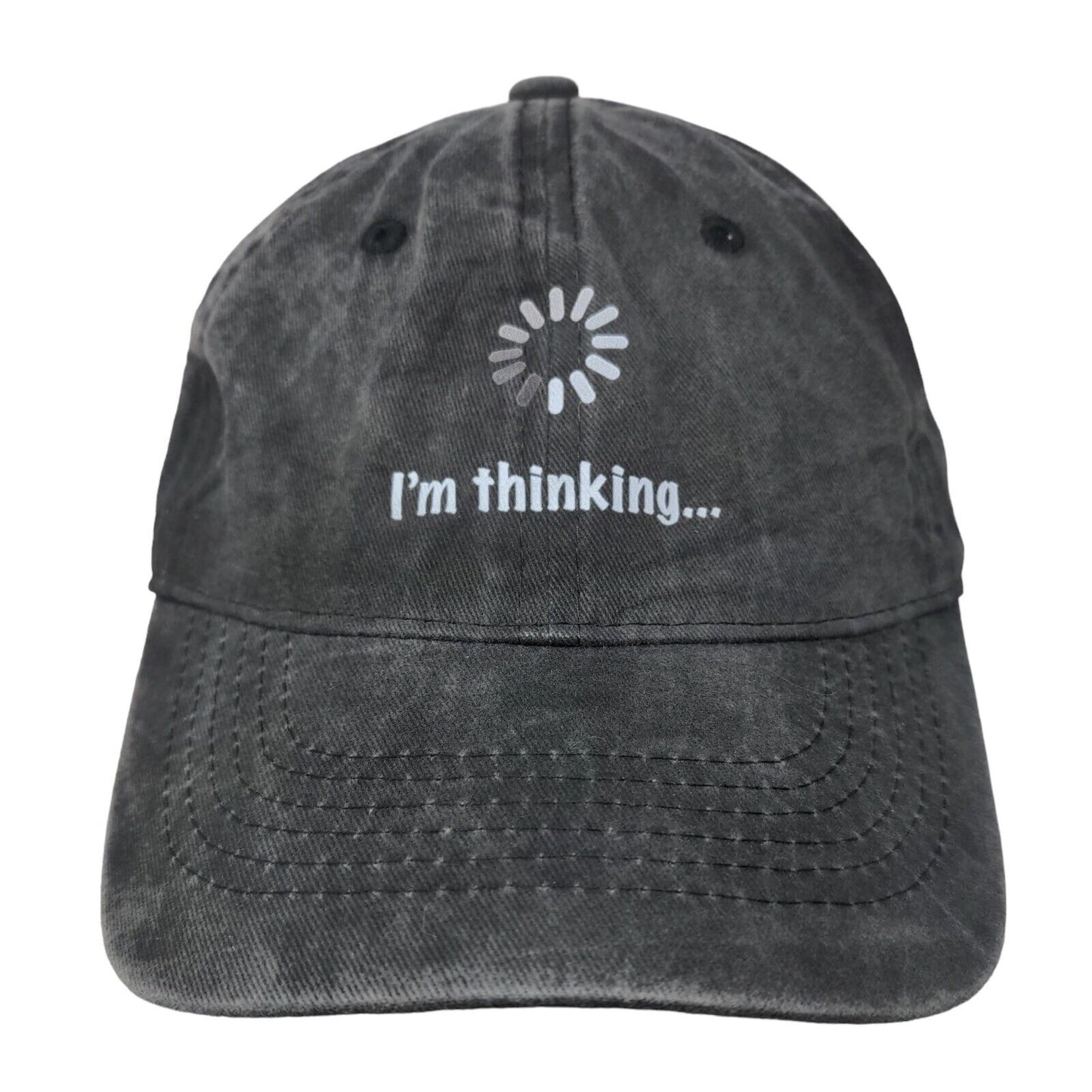 I'm Thinking Slideback Hat Gray One Size Adjustable 6 Panel Vent Holes