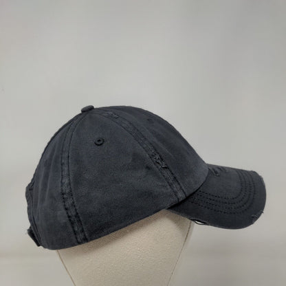 KBEthos Women's Ponytail Caps Hat Strapback Black Distressed 100% Cotton