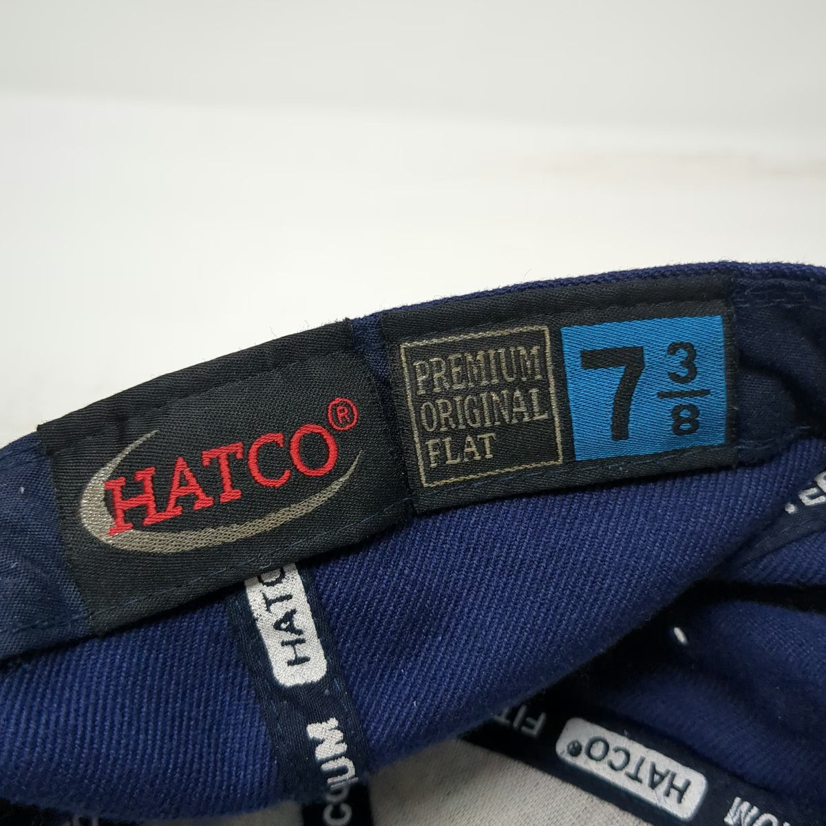 HATCO Baseball Cap Blue 7 3/8 Flat Bill Structured Acrylic Fitted Blank Hat
