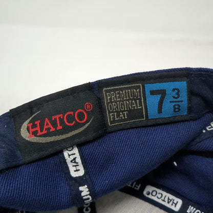 HATCO Baseball Cap Blue 7 3/8 Flat Bill Structured Acrylic Fitted Blank Hat