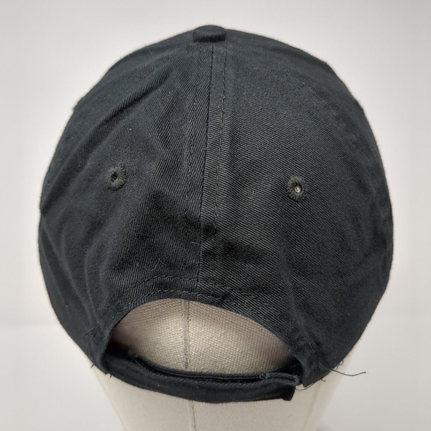 Unbranded Strapback Hat Black One Size Adjustable Vented Holes 6 Panel Blank