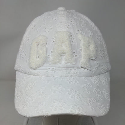 Gap Kids Stretch Strapback Hat White Small/Medium Eyelet Lined