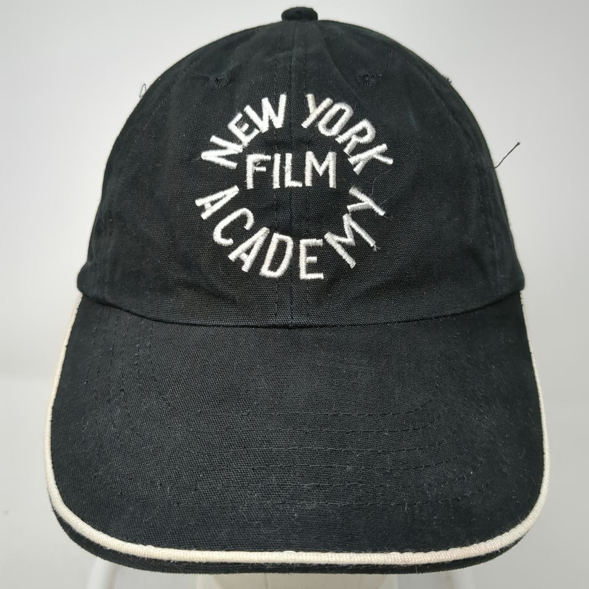 NYFA Baseball Cap Black One Size White Contrast Brim Piping Logo Strapback Hat